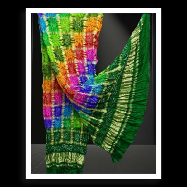 Multi Color Bandhani Gharchola Dupatta Pure GajiSilk