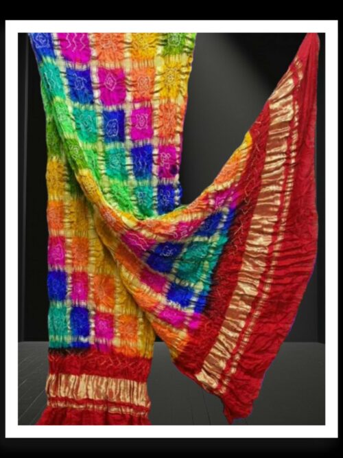 Multi Color Bandhani Gharchola Dupatta Pure GajiSilk