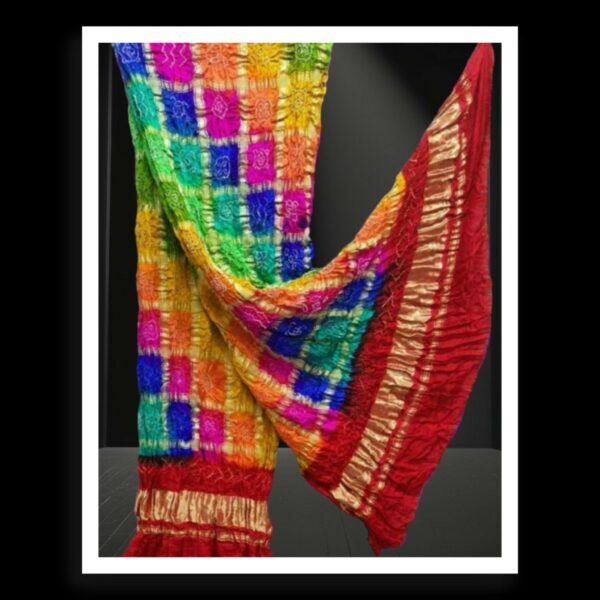 Multi Color Bandhani Gharchola Dupatta Pure GajiSilk