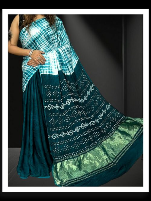 Rama Shibori Bandhani Dyed Saree Pure ModalSilk
