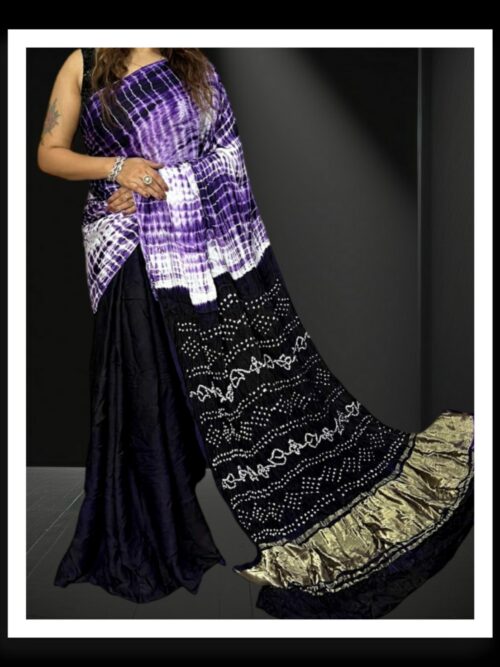 Purple Shibori Bandhani Dyed Saree Pure ModalSilk