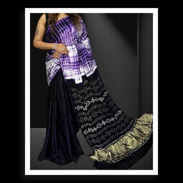 Purple Shibori Bandhani Dyed Saree Pure ModalSilk