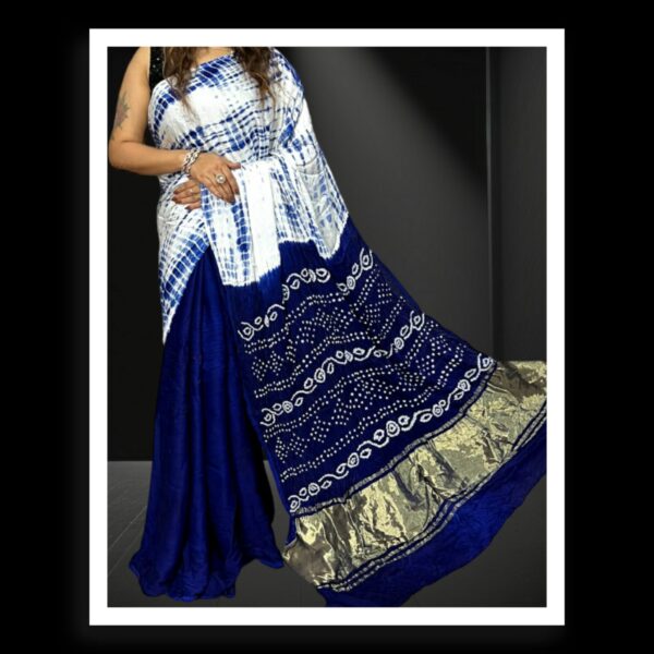 Blue Shibori Bandhani Dyed Saree Pure ModalSilk