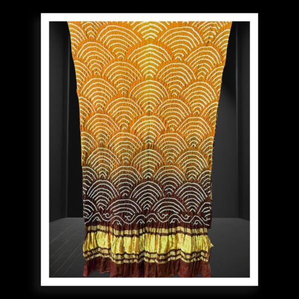 Golden Yellow Brown Bandhani Dupatta Wifi Designer Pure GajiSilk