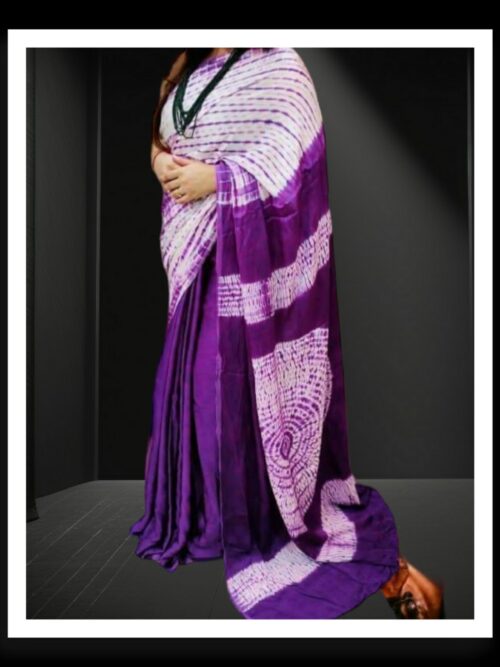 Purple Shibori Handmade Designer Saree Pure Modal Silk