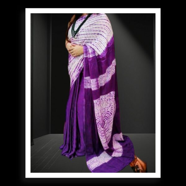 Purple Shibori Handmade Designer Saree Pure Modal Silk