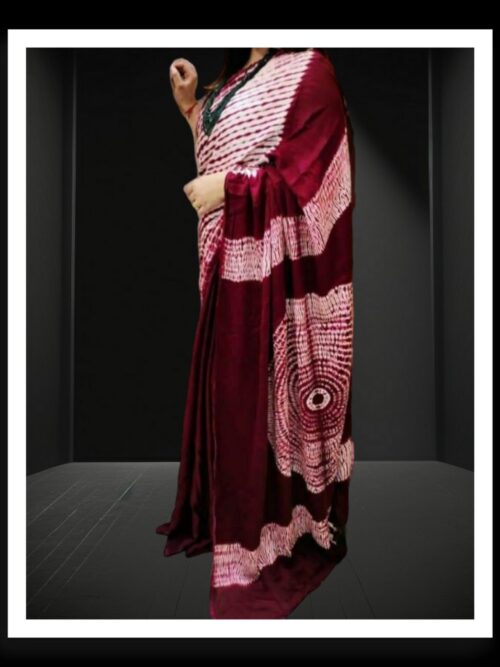 Maroon Shibori Handmade Designer Saree Pure Modal Silk