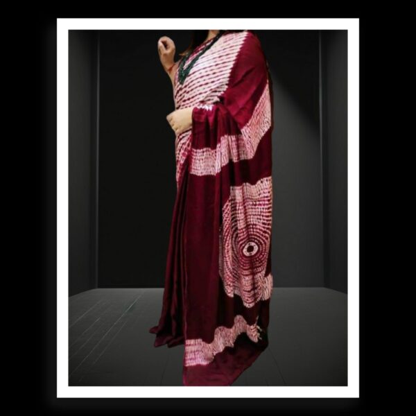 Maroon Shibori Handmade Designer Saree Pure Modal Silk