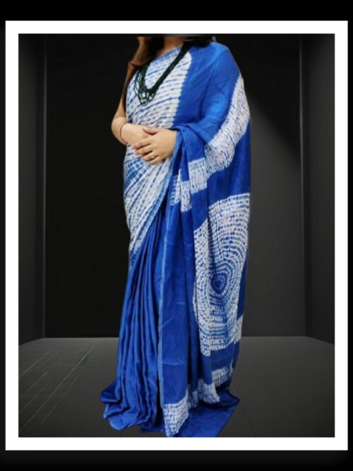 Navy Shibori Handmade Designer Saree Pure Modal Silk