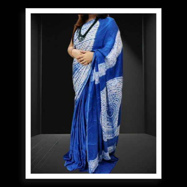 Navy Shibori Handmade Designer Saree Pure Modal Silk