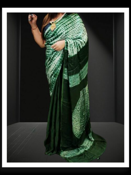 Green Shibori Handmade Designer Saree Pure Modal Silk