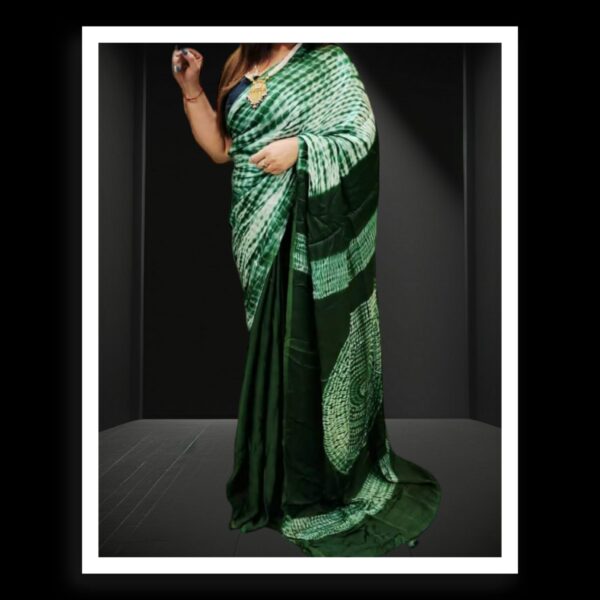 Green Shibori Handmade Designer Saree Pure Modal Silk