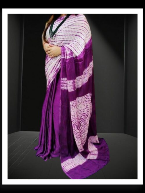Magenta Shibori Handmade Designer Saree Pure Modal Silk