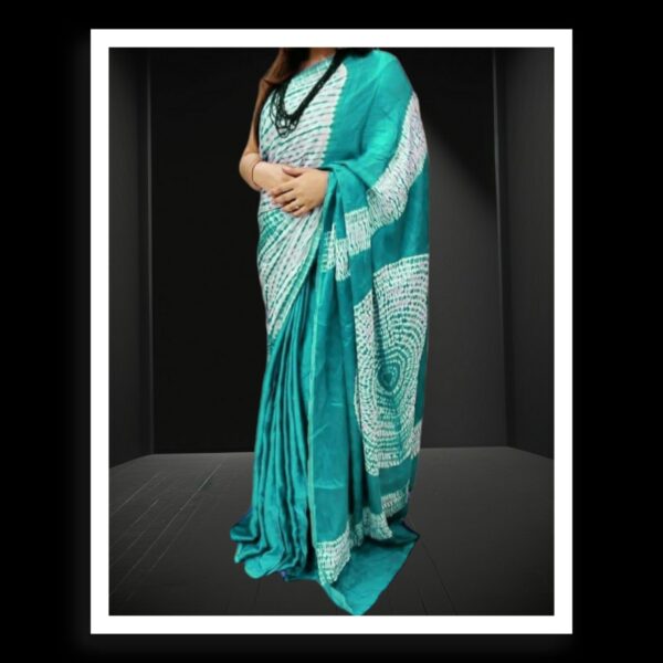 Rama Blue Shibori Handmade Designer Saree Pure Modal Silk