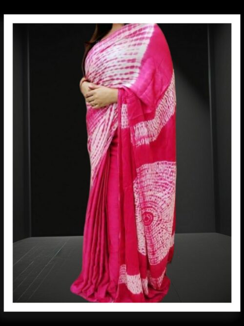 Pink Shibori Handmade Designer Saree Pure Modal Silk