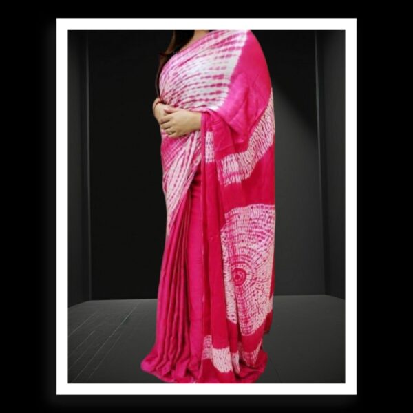 Pink Shibori Handmade Designer Saree Pure Modal Silk