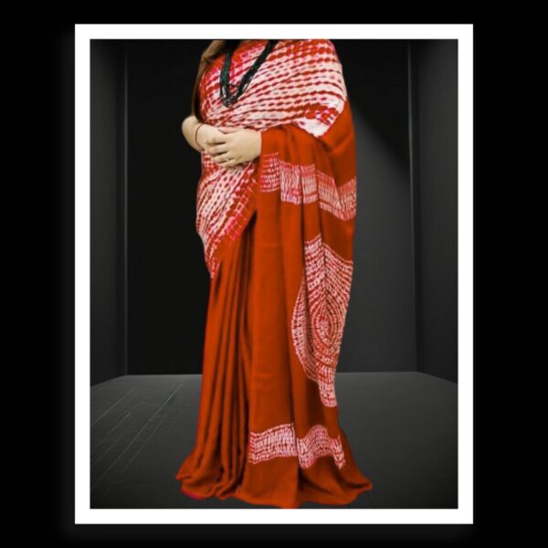 Rust Shibori Handmade Designer Saree Pure Modal Silk