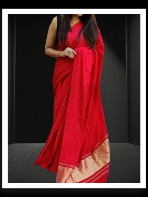 Blood Red Plain Saree Pure Modal Silk