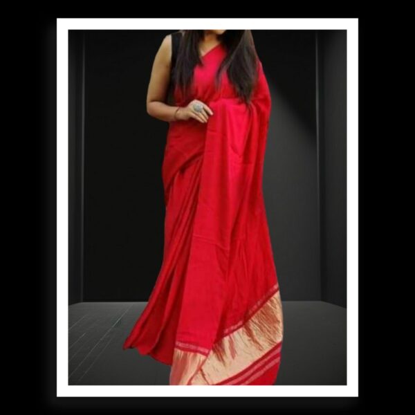 Blood Red Plain Saree Pure Modal Silk