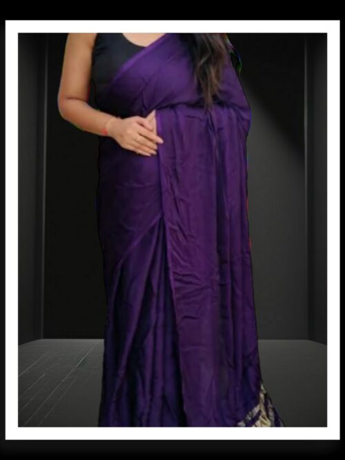Dark Purple Plain Saree Pure Modal Silk