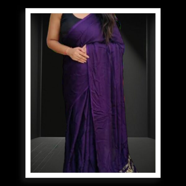 Dark Purple Plain Saree Pure Modal Silk