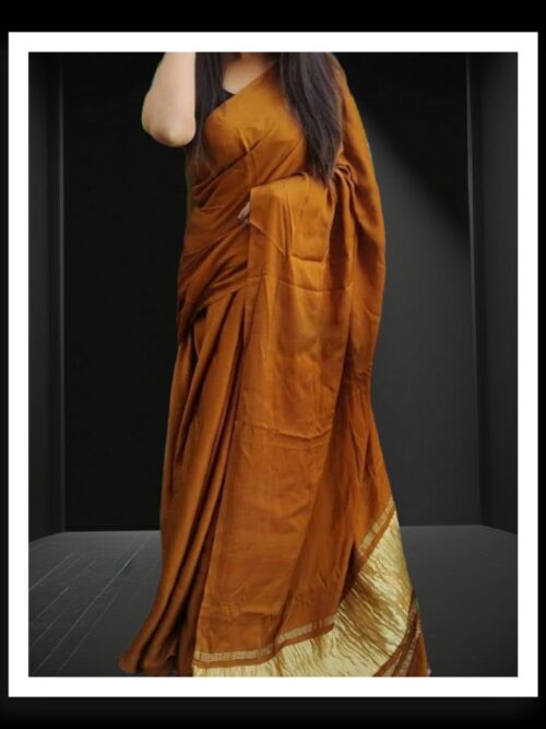 Rust Plain Saree Pure Modal Silk