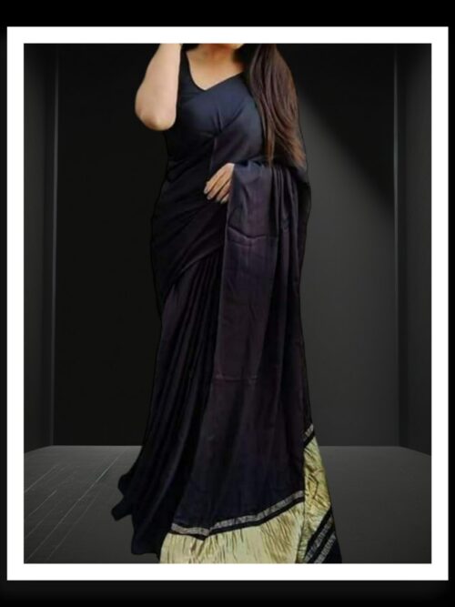 Black Plain Saree Pure Modal Silk