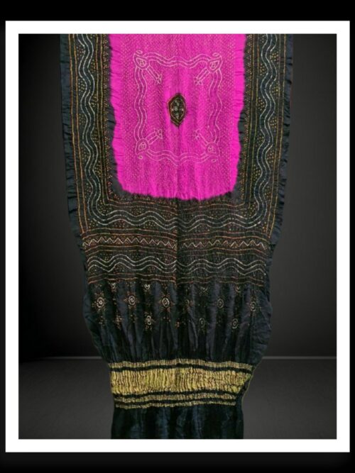 Black Pink Bandhani Chandrakhani Dupatta Pure GajiSilk