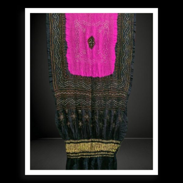 Black Pink Bandhani Chandrakhani Dupatta Pure GajiSilk