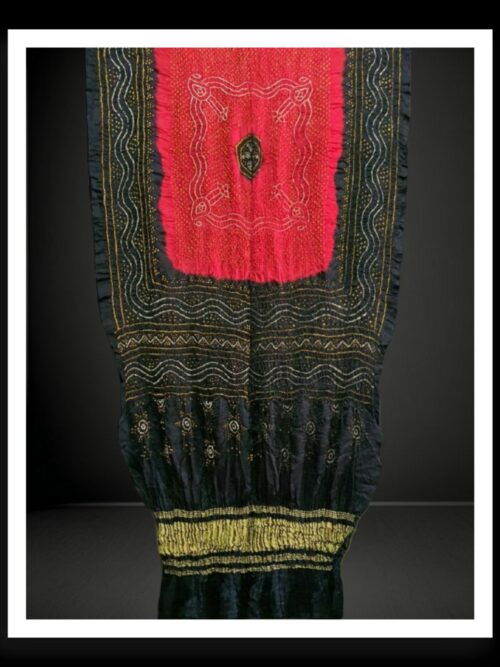 Black Maroon Bandhani Chandrakhani Dupatta Pure GajiSilk