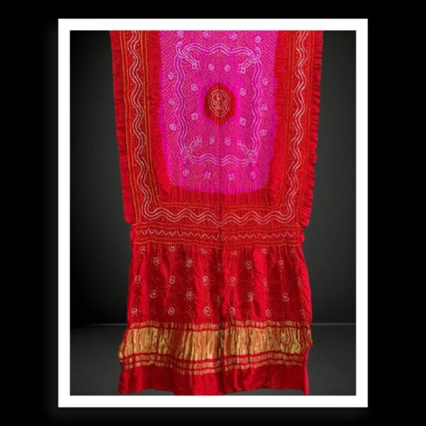 Red Pink Bandhani Chandrakhani Dupatta Pure GajiSilk