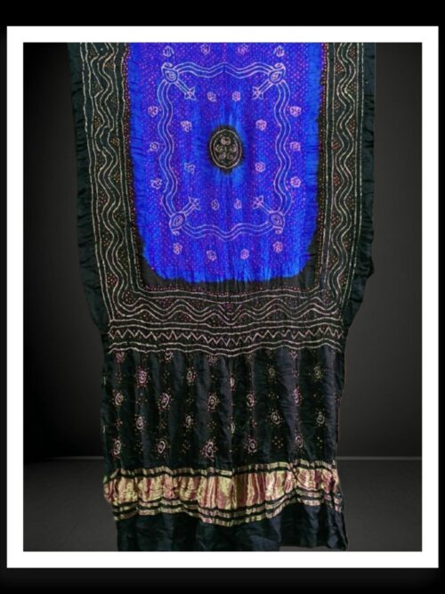 Black Blue Bandhani Chandrakhani Dupatta Pure GajiSilk