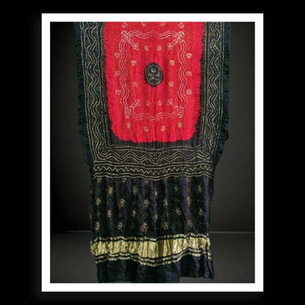 Black Red Bandhani Chandrakhani Dupatta Pure GajiSilk