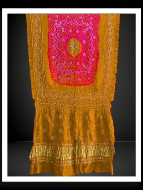 Mustard Pink Bandhani Chandrakhani Dupatta Pure GajiSilk