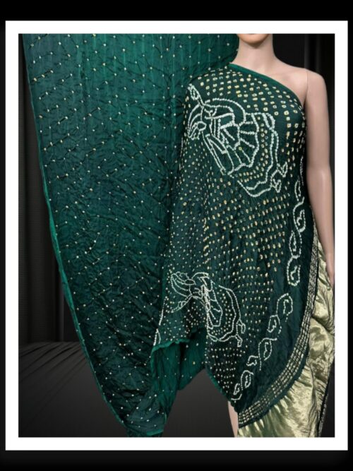 Green Dhingli Desinger Bandhani Saree Pure Modal Silk