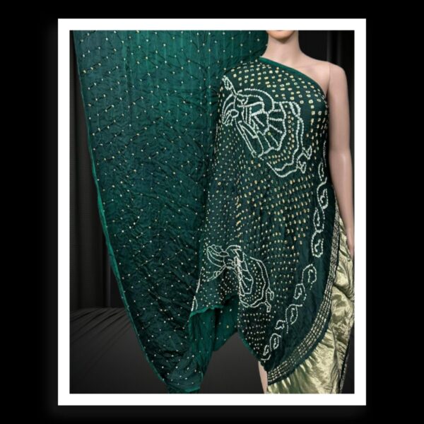 Green Dhingli Desinger Bandhani Saree Pure Modal Silk