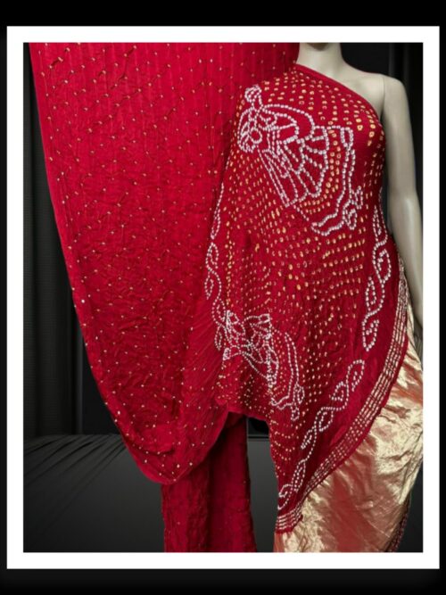 Red Dhingli Desinger Bandhani Saree Pure Modal Silk