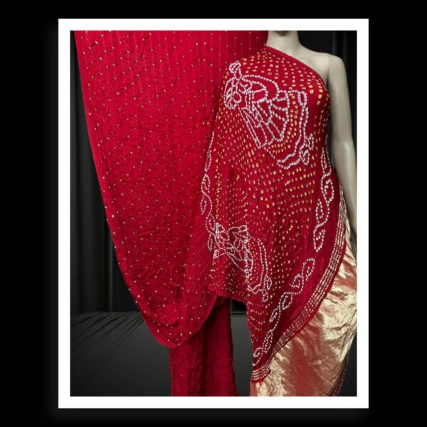 Red Dhingli Desinger Bandhani Saree Pure Modal Silk