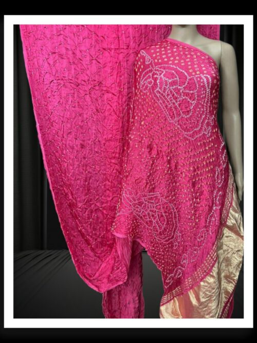 Pink Dhingli Desinger Bandhani Saree Pure Modal Silk