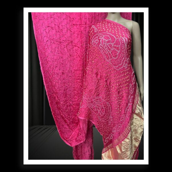 Pink Dhingli Desinger Bandhani Saree Pure Modal Silk