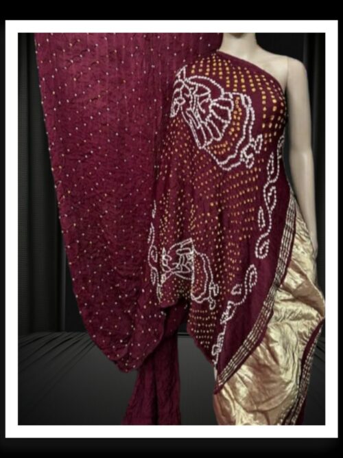 Maroon Dhingli Desinger Bandhani Saree Pure Modal Silk