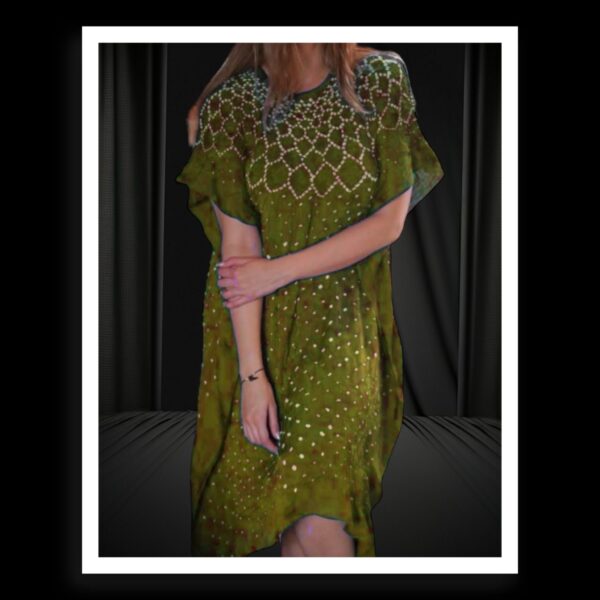 Mehndi Green Bandhani Kaftan Pure Modal Silk