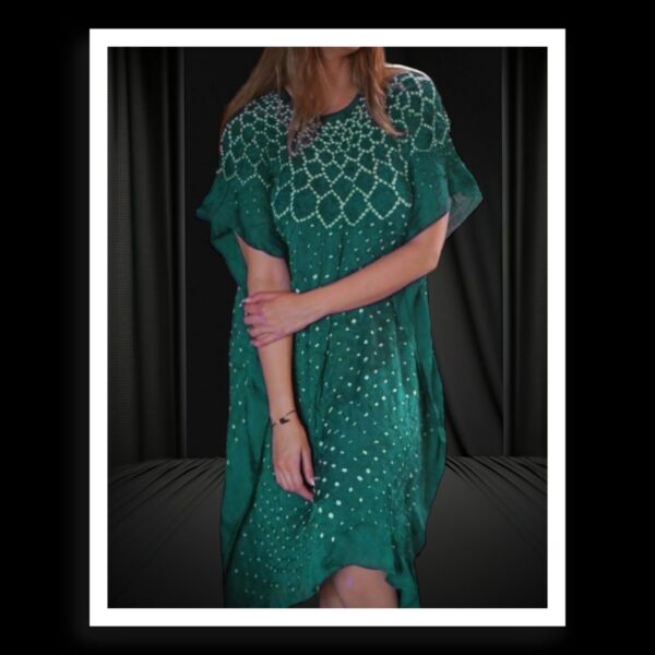 Green Bandhani Kaftan Pure Modal Silk