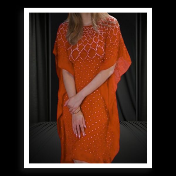 Orange Bandhani Kaftan Pure Modal Silk