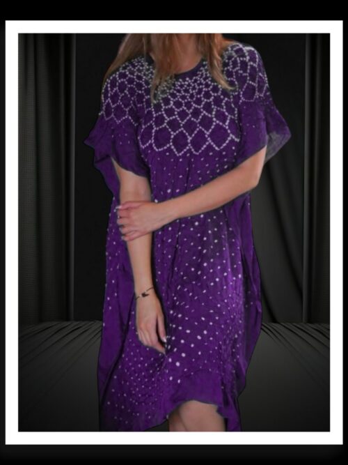 Purple Bandhani Kaftan Pure Modal Silk