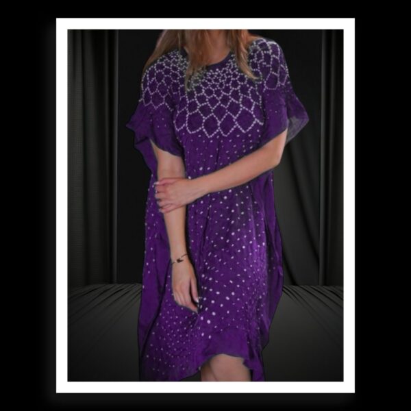 Purple Bandhani Kaftan Pure Modal Silk