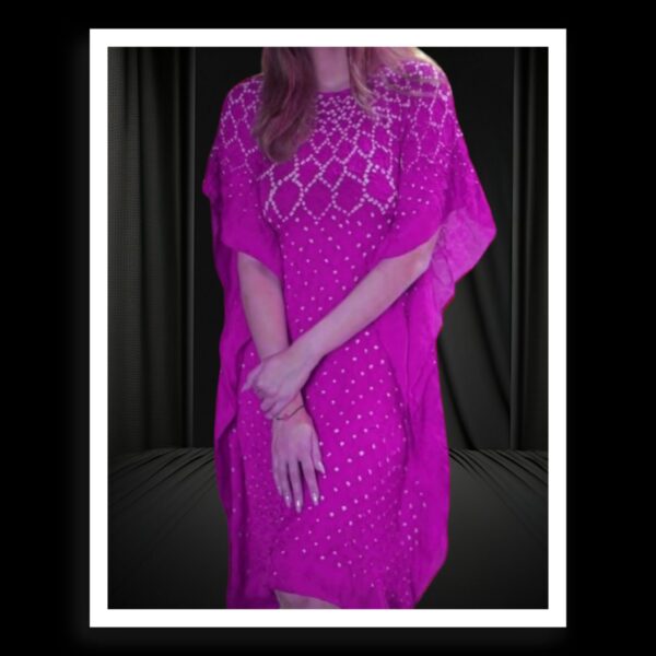 Pink Bandhani Kaftan Pure Modal Silk