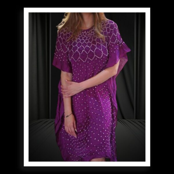 Magenta Bandhani Kaftan Pure Modal Silk