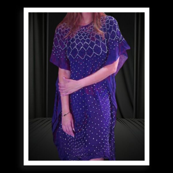 Blue Bandhani Kaftan Pure Modal Silk