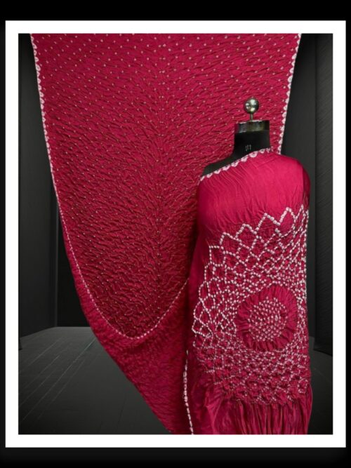 Rani Pink Makdi Bandhani Saree Pure Modal Silk